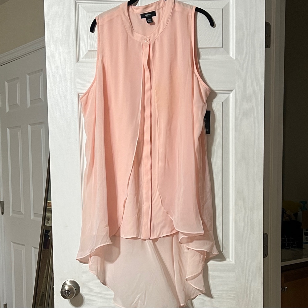 Alfani Soft Pink Sheer Hi-Lo Women's Top